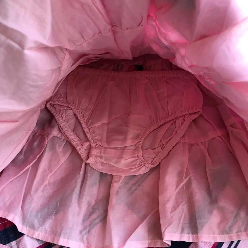 Gymboree Girls Pink Plaid Cotton Twill Dress Preppy Puppy Size 2T